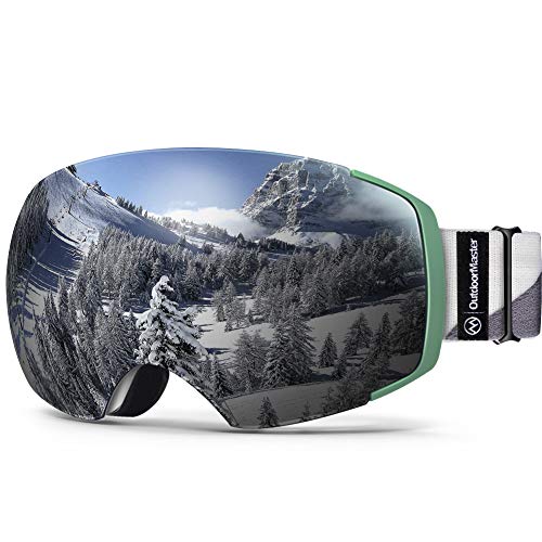 OutdoorMaster Ski Goggles Pro - Lente Intercambiable, sin Marco 100% UV400 Gafas Protectoras para la Nieve para Hombres y Mujeres (Marco Camo VLT 10% Lente Gris y Funda Protectora Gratis)