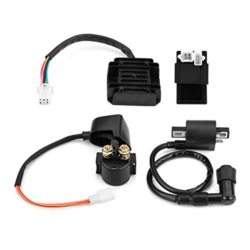 Qiilu Bobina + Unidad CDI + Rectificador Regulador + Solenoide de alto rendimiento para 150cc 250cc PIT Quad Dirt Bike ATV Buggy (Negro)