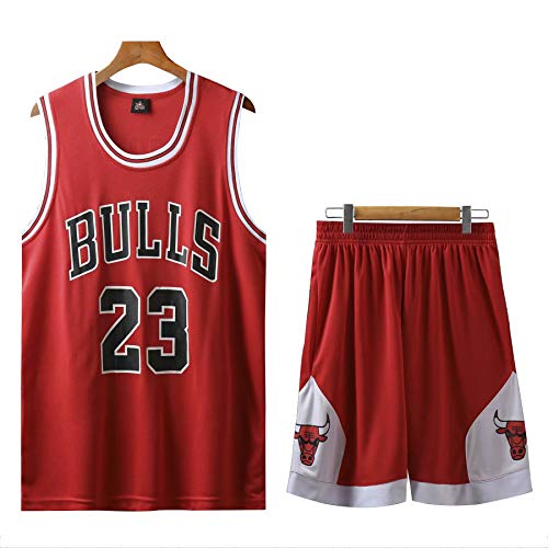 QJJ Chicago Bulls # 23 Kits De Camiseta De Michael Jordan, Uniforme De Baloncesto para Hombre Y Mujer, Chaleco De Gimnasio/Camiseta Deportiva Y Pantalones Cortos Red-XXXL