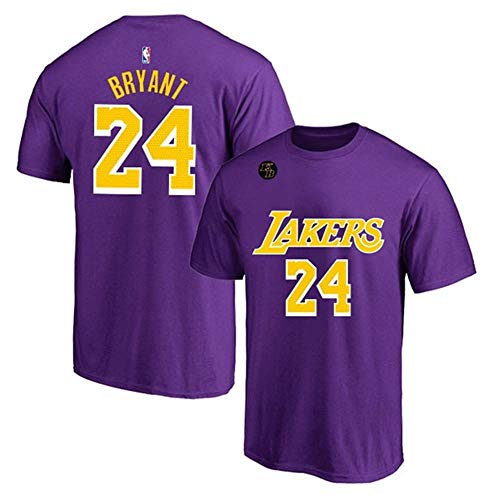 QKJD NBA Baloncesto Uniformes Camiseta de los Lakers Conmemorativa n. ° 24 Kobe City Edition Ropa Deportiva Camiseta de algodón de Manga Corta para Hombre Secado rápido, Transpirable E-L