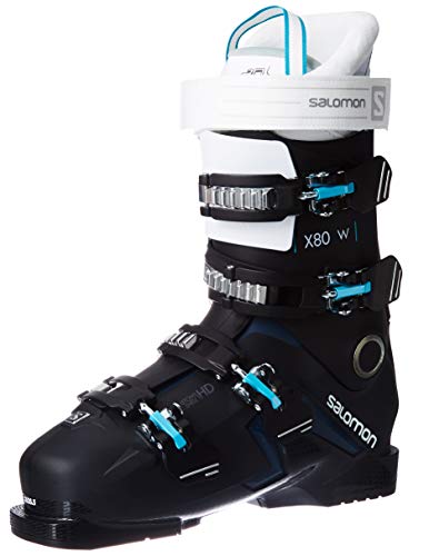 SALOMON S/Pro X80 CS Botas de esquí, Mujer, Negro/Blanco/Azul petróleo, 27