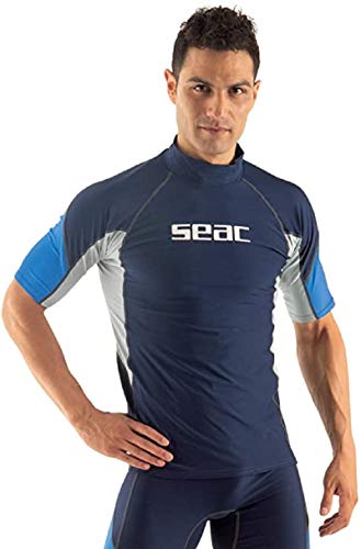 SEAC RAA Short EVO Camiseta para Snorkeling y Natación con Protección UV, Hombre, Azul Claro, L