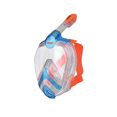 SEAC Unica Máscara de Snorkeling con Visión Panorámica de 180°, Unisex niños, Azul/Naranja, S/M