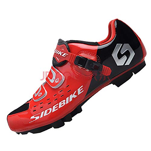 SIDEBIKE Zapatillas de Ciclismo para Adultos, Zapatillas de Bicicleta de Montaña Resistente al Viento Transpirable con Plantilla de Amortiguación (41, Rojo)