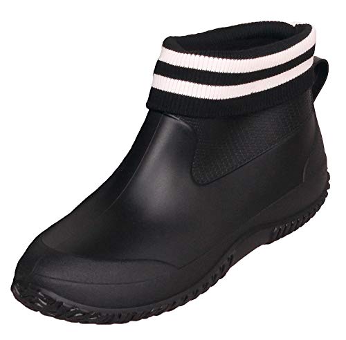 SMajong Zapatos de Lluvia para Mujer Hombres Impermeable Zapatos de Jardin Antideslizante Botines de Goma de Trabajo Calentar Botas Invierno Negro Algodón Talla: 43 EU