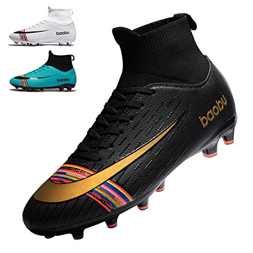 SMXX Zapatos de fútbol de Alta Ayuda para Hombres Zapatos de fútbol Transpirables Juveniles Antideslizantes para Hombres y Mujeres (36 EU, Negro-T)