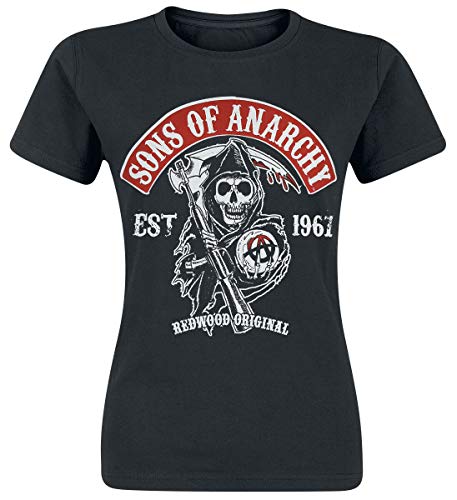 Sons of Anarchy Redwood Original Mujer Camiseta Negro M, 100% algodón, Regular