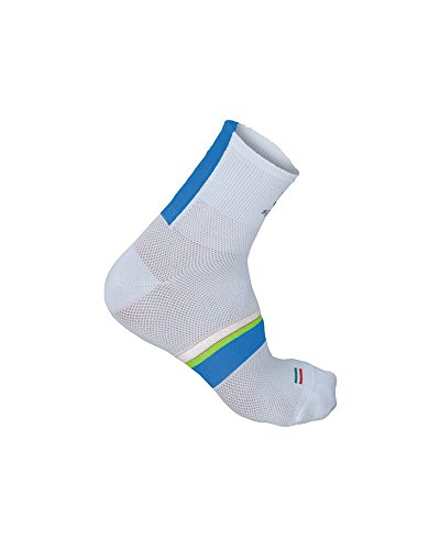 Sportful Bodyfit Pro 9 Sock, White/Electric Blue-Yellow Fluo - Blanco, XL