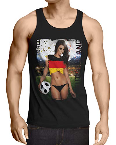 style3 La Roja 2021 Chica de Fútbol Camiseta de Tirantes para Hombre Tank Top españa fútbol Spain Negra, Talla:M, Shirt Länderflaggen:Alemania