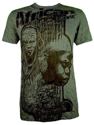 Sure Camiseta Hombre African Vibes Talla M L XL Tribal Reggae África Música Negra Soul Funk Rasta Nijah (M, Ejercito Verde)