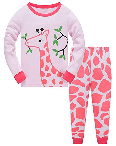 TEDD Conjunto de pijamas para niñas de 100% Algodón de Manga larga [05 jirafa -1-2 Años ]