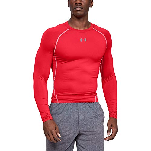 Under Armour UA Heatgear Long Sleeve Camiseta De Manga Larga, Hombre, Rojo (Red/Steel 600), S