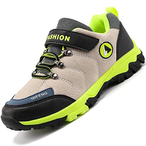 Unitysow Zapatos de Niños Zapatillas de Senderismo Botas de Montaña Impermeables Deportiva al Aire Libre Senderismo Calzado de Trekking EU31-40,Beige,EU31