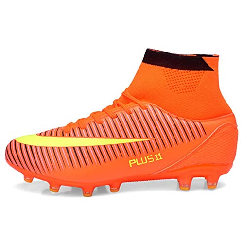 VVTTY - Botas de fútbol transpirables con tacos para hombre, color Naranja, talla 43 1/3 EU