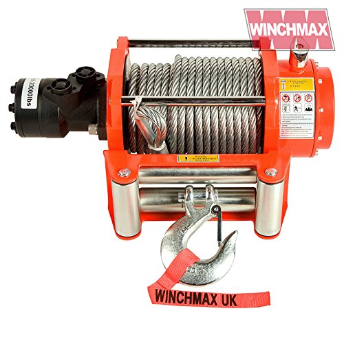 Winchmax Cabrestante hidráulico original naranja y cuerda de acero de 9072 kg.