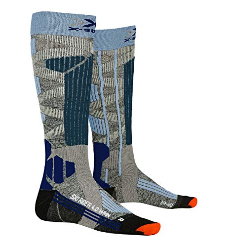 X-Socks Ski Rider 4.0 Women Invierno Calcetines De Esquí, Mujer, Stone Grey Melange/Mineral Blue, 39/40