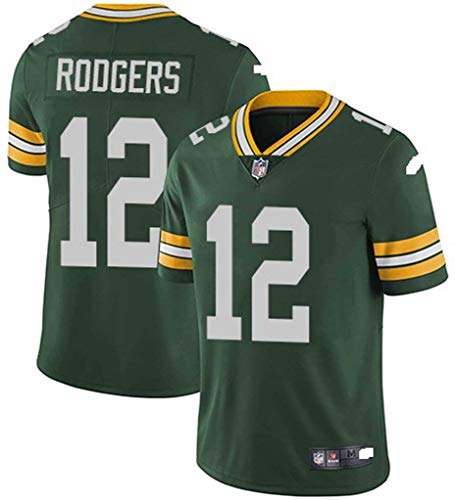 xyy Camiseta del Jersey del fútbol de la NFL Green Bay Packers Aaron Rodgers # 12, fútbol Americano Ropa de Deporte, Camiseta Vestimenta, Ventiladores de Bordado Versión Fan Camisetas