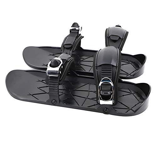 YANXS Mini Zapatos de esquí Mini esquís para el Invierno al Aire Libre Ajustables Esquí Trineo Patines Zapatos portátiles duraderos para el Invierno al Aire Libre,Negro
