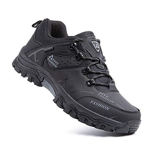 Zapatillas Trekking Hombre Antideslizantes Zapatos de Senderismo Transpirable Botas Montaña Bajas al Aire Libre 3 Negro 44 EU