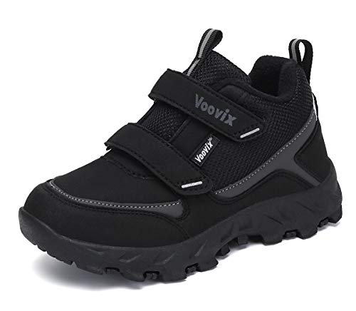 Zapatos de Senderismo Niño Zapatos de Botas de Invierno para Niños Botas de Senderismo Cálido Forro Botas de Montaña Deportiva Cómoda Niño al Aire Libre Senderismo Trekking Zapatos Negro gris35