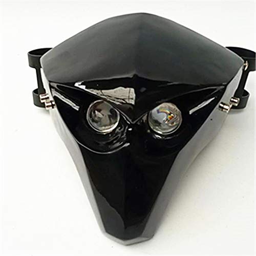 12V Custom Universal de fibra de carbono LED faro carenado esqueleto cráneo cabeza luz lámpara motocicleta para Suzuki Kawasaki Touring (black)