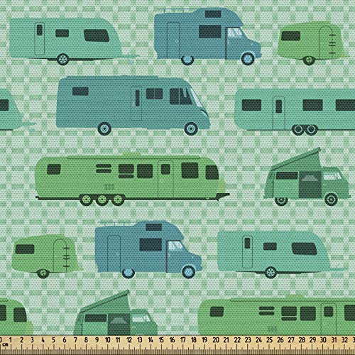 ABAKUHAUS Camper Tela por Metro, Plazas Y Caravanas, Decorativa para Tapicería y Textiles del Hogar, 1M (148x100cm), Verde Menta Verde Y Azul