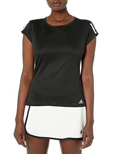 adidas Club - Camiseta para Mujer con 3 Rayas - FRO19, Playera con 3 Rayas, Medium, Negro/Plateado Mate/Blanco.