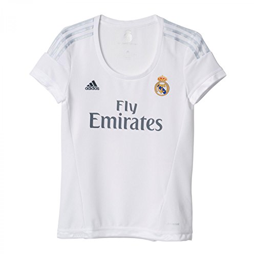 adidas Real Madrid Camiseta Primera equipación, Mujer, Blanco/Gris, M