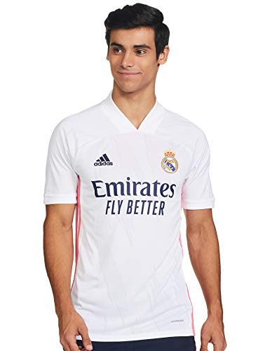 Adidas Real Madrid Temporada 2020/21 Camiseta Primera Equipación Oficial, Unisex, Blanco, L