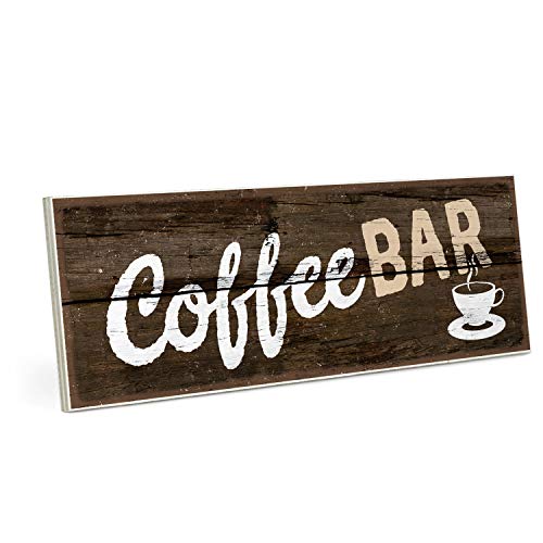 ARTFAVES Cartel de madera con texto en alemán – Coffee Bar – Vintage shabby decoración de pared/puerta