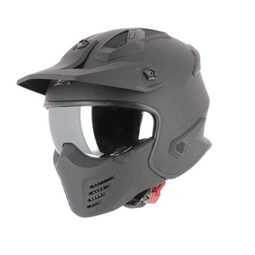Astone Helmets - Elektron - Casque de moto jet - Casque jet 4 en 1 - Casque jet homologué - Coque en polycarbonate - Matt black M