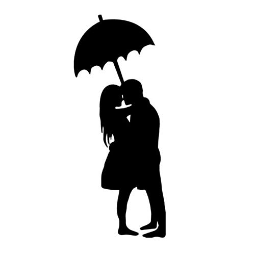 A/X Pareja bajo la Pegatina de Umbrella Pegatina para Ventana del Parachoques Coche Amor Matrimonio Lluvia Abrazo cálido y romántico-Rosa