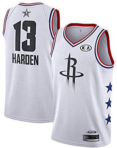 Baloncesto para Hombre NBA Houston Rockets # 13 James Harden Jersey, Cancha De Baloncesto Sports V Sports Sin Mangas Camiseta Transpirable Camiseta,Blanco,S(165~170cm)