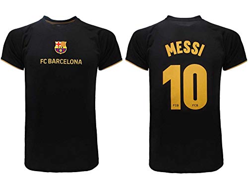 Barcelona Camiseta de fútbol Oficial del FC 2021 – Messi número 10 – Camiseta de fútbol Oficial del FC 2021 – Color Negro (XL)