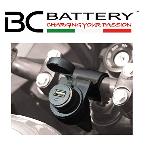 BC Battery Controller 710-P12USB - Toma de Mechero/Toma Encendedor 12V Estanca con Soporte Universal para Manillar para Moto + Toma Cargador USB