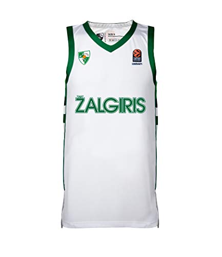 BC Zalgiris Kaunas Camiseta Oficial de Baloncesto para Hombre, sin Mangas, para el día del Juego, Hombre, Camiseta Oficial de Baloncesto, 1763, Blanco, Large