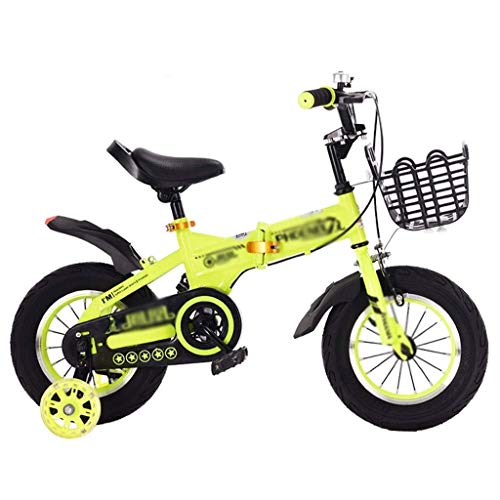 Bicicletas para niños, cochecito de bicicleta para niños 12 "14" Bicicleta Niño Niña Bicicleta de montaña Carretera Rueda auxiliar de equilibrio con canasta (Color: Amarillo, Tamaño: 12 pulgadas)