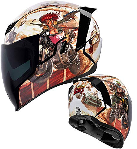 Bike Helmet Icon Airflite Pleasuredome 3 Casco Moto Integrale Casco Bici Sport Adulto Equitazione Sicurezza Dot ECE Omologato (L (59-60 CM))