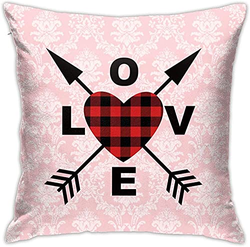 Black Buffalo Check Heart Love Truck Pillow Square Decorativo Sofá Coche Funda de Almohada para el hogar 18 "X 18" Pulgadas