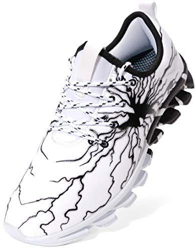 BRONAX Zapatos para Correr Hombre Zapatillas de Deportes Tenis Deportivas Running Calzado Trekking Sneakers Gimnasio Transpirables Casual Montaña Blanco Negro 42