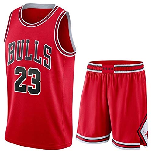 Camiseta Baloncesto Jersey NBA Hombres De Michael Jordan # 23, Transpirable Resistente Al Desgaste Bordó La Camiseta De La Camiseta + Pantalón Corto, XS-XXL, FHI012IHF (Color : Red, Size : M)