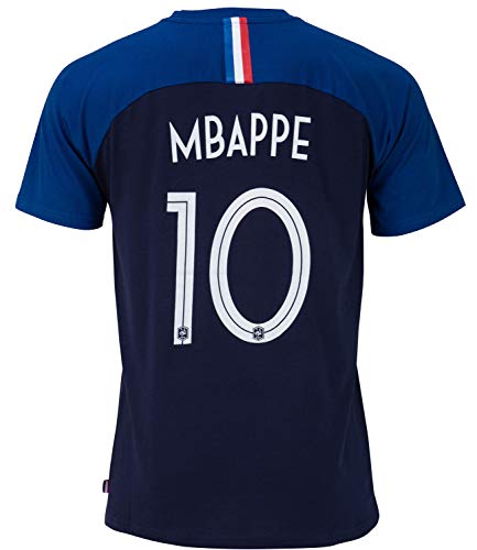 Camiseta del equipo de fútbol de Francia de la FFF – Kylian MBAPPE – Colección oficial para hombre XL – azul marino – XL