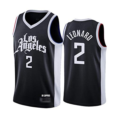 Camisetas De Hombre, NBA Los Angeles Clippers # 2 Kawhi Leonard - Classic Basketball Sportswear Sin Mangas Sport Camisetas Y Cómodos Tops Chalecos,Negro,S(165~170CM)