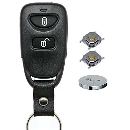 carcasaschulas - Mando a distancia para llave de coche, 1 carcasa de 2 botones + 1 teclado + 2 micropulsadores + 1 pila CR2032 compatible con Hyundai/Kia.