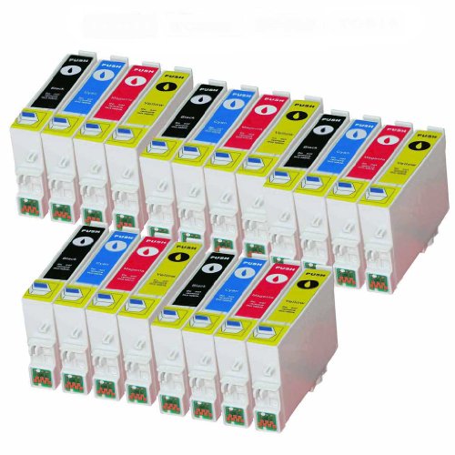 Cartuchos de tinta compatibles con Epson (T0555) T0551, T0552, T0553, T0554, Epson Stylus Photo RX420, RX425, RX520, R240 y R245 (20 unidades)