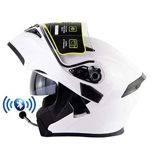 Casco de Moto Modular Bluetooth Integrado con Doble Anti Niebla Visera Cascos de Motocicleta ECE Homologado a Prueba de Viento para Adultos Hombres Mujeres 55-62CM