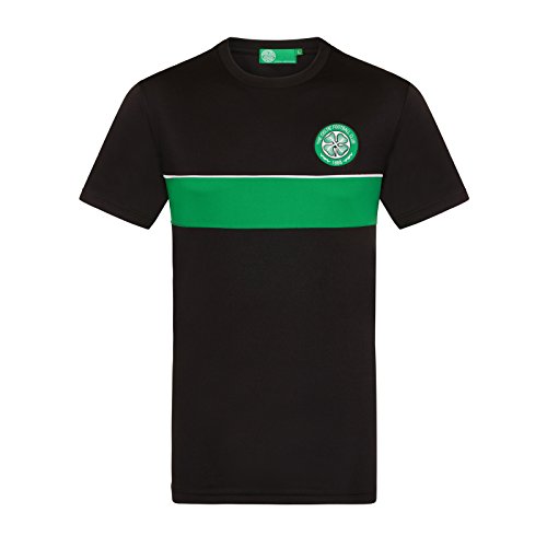 Celtic FC Camiseta Oficial de Entrenamiento - Para Hombre - Poliéster - Rayas Negro/Verde - XXL
