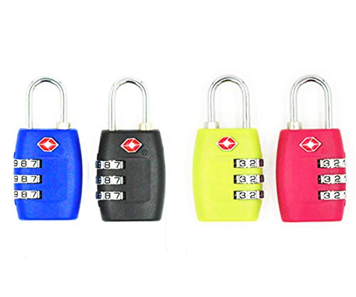 Cerraduras de combinación de 3 dígitos de JYHY® TSA, candados Resistentes y de Alta Seguridad, para Equipaje, Maletas, Bolsos de Viaje y casilleros de Gimnasio,Paquete de 4