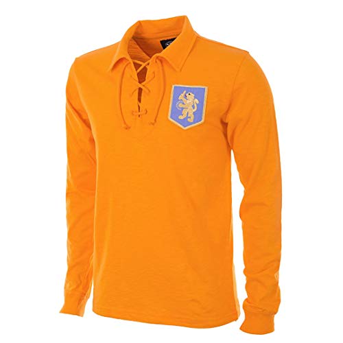 copa Holland 1934 Camiseta Retro con Cuello de fútbol, Hombre, Naranja, S