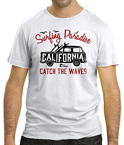 Cressi Beach Surfing Paradise Camiseta, Hombre, Blanco, XXL